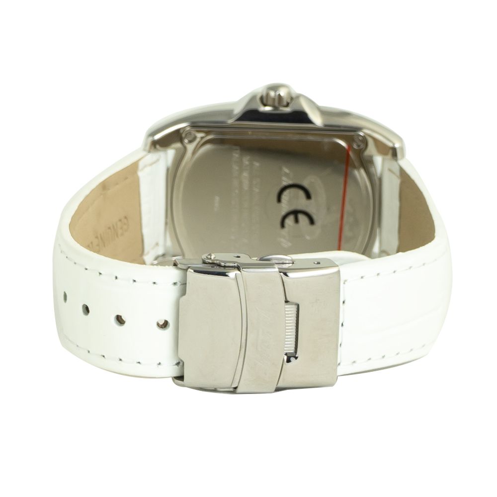 Chronotech-Uhr mit weißem Lederarmband