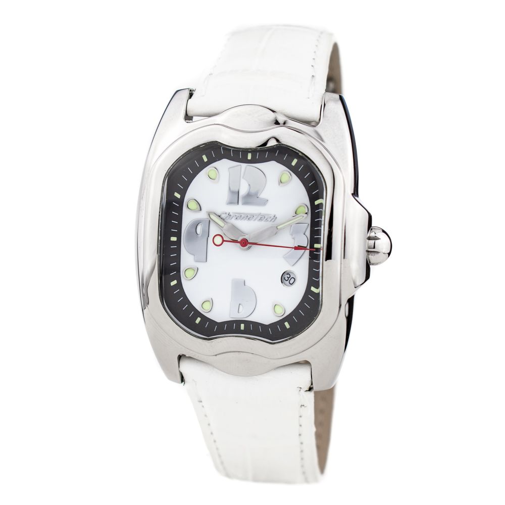 Chronotech-Uhr mit weißem Lederarmband