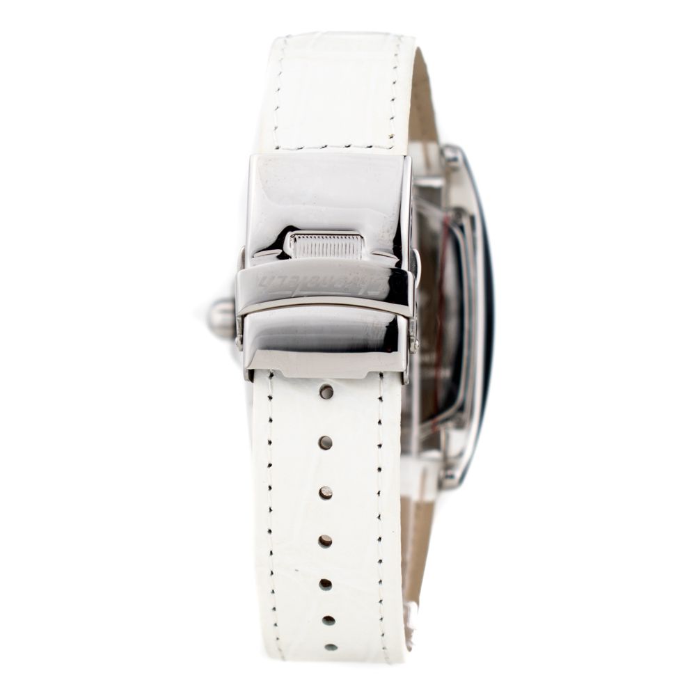 Chronotech-Uhr mit weißem Lederarmband