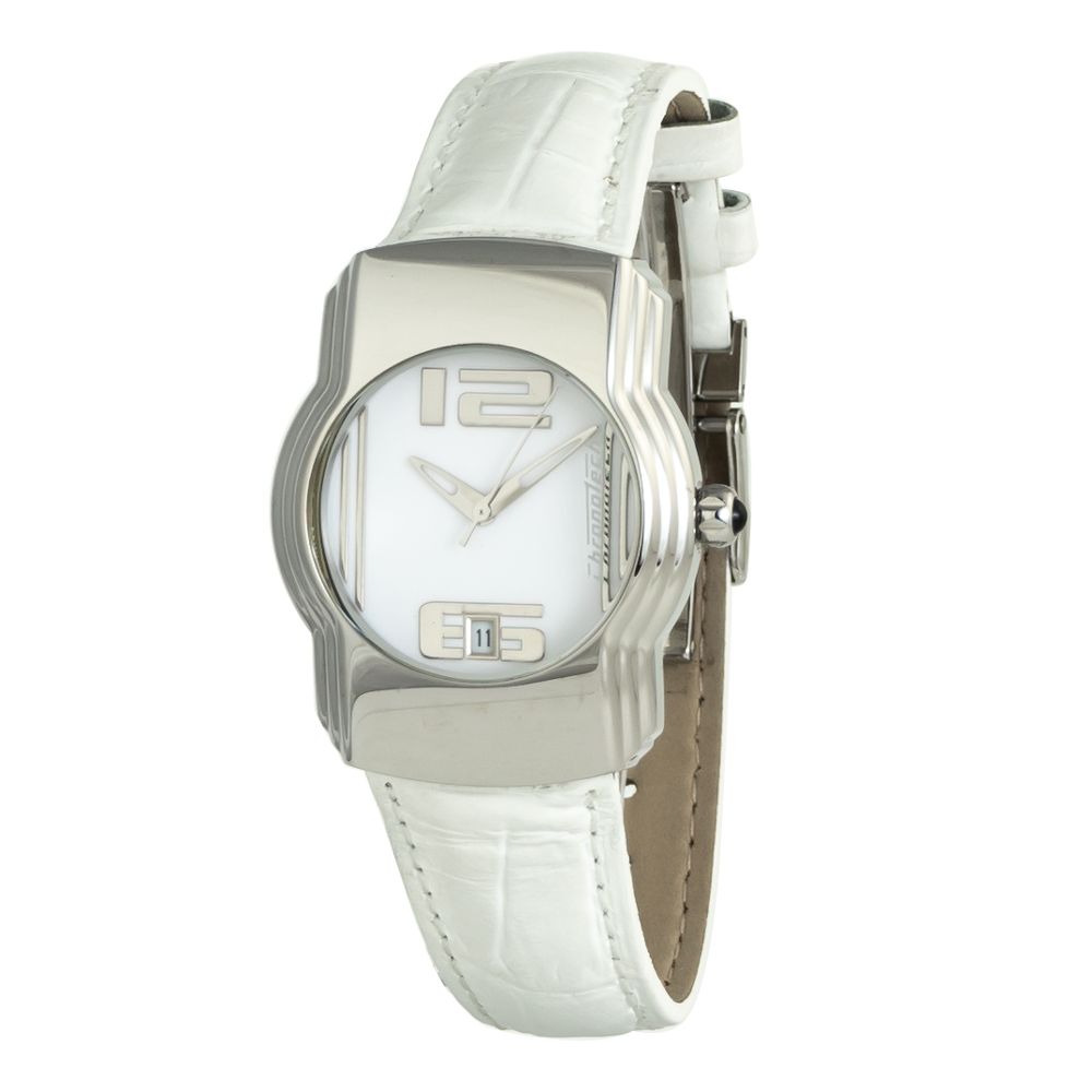 Chronotech-Uhr mit weißem Lederarmband
