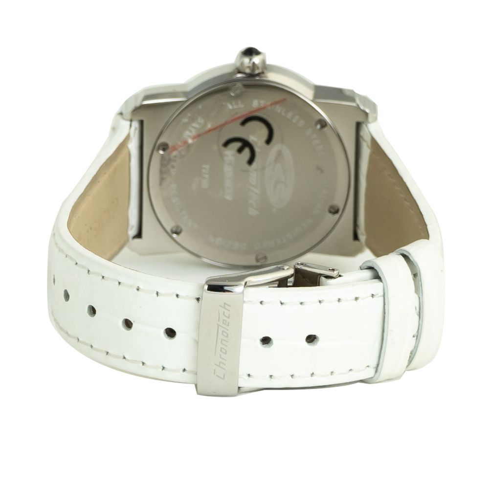 Chronotech-Uhr mit weißem Lederarmband