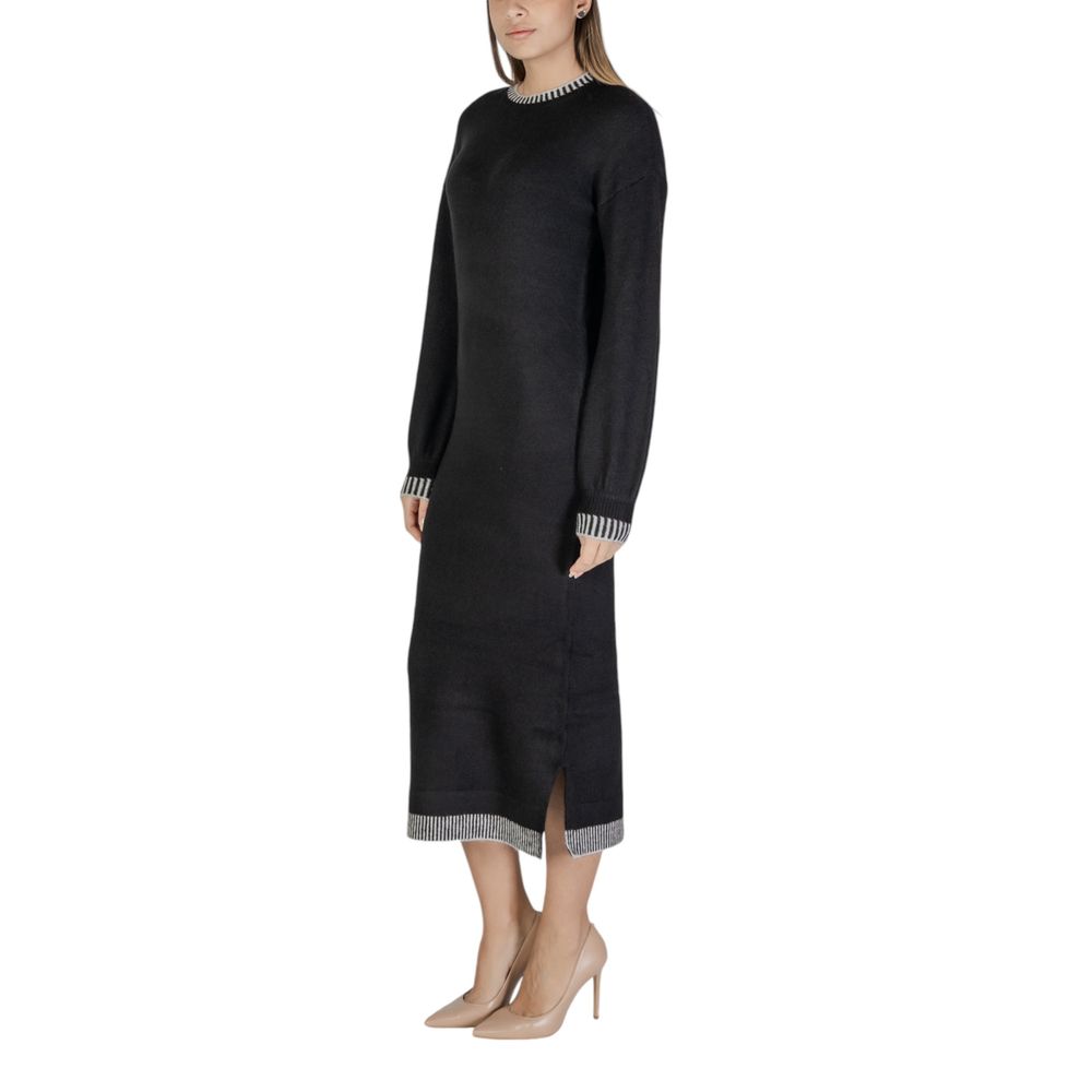 Vila Clothes Schwarzes Polyester-Midikleid