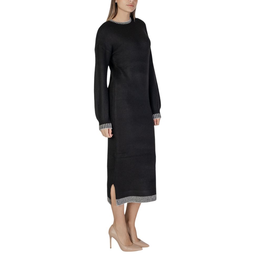 Vila Clothes Schwarzes Polyester-Midikleid