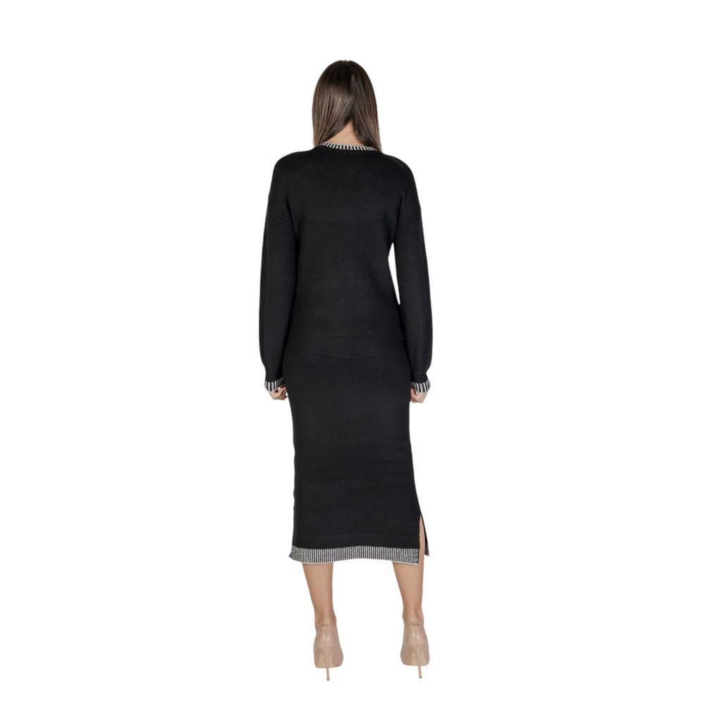 Vila Clothes Schwarzes Polyester-Midikleid