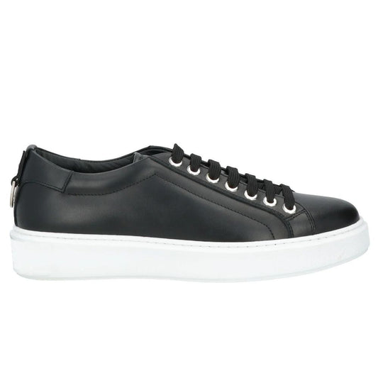 Les Hommes Herren-Sneaker aus schwarzem Kalbsleder