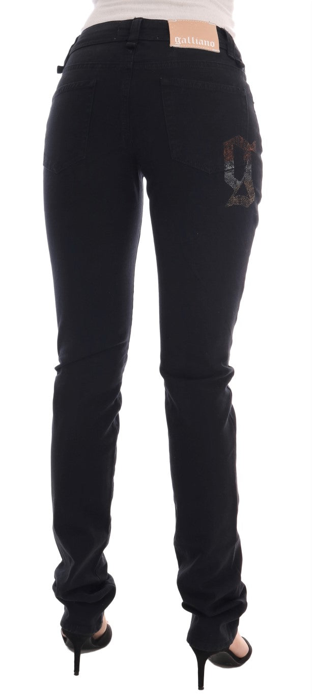 John Galliano – Schwarze Stretch-Jeans aus Baumwolldenim in normaler Passform