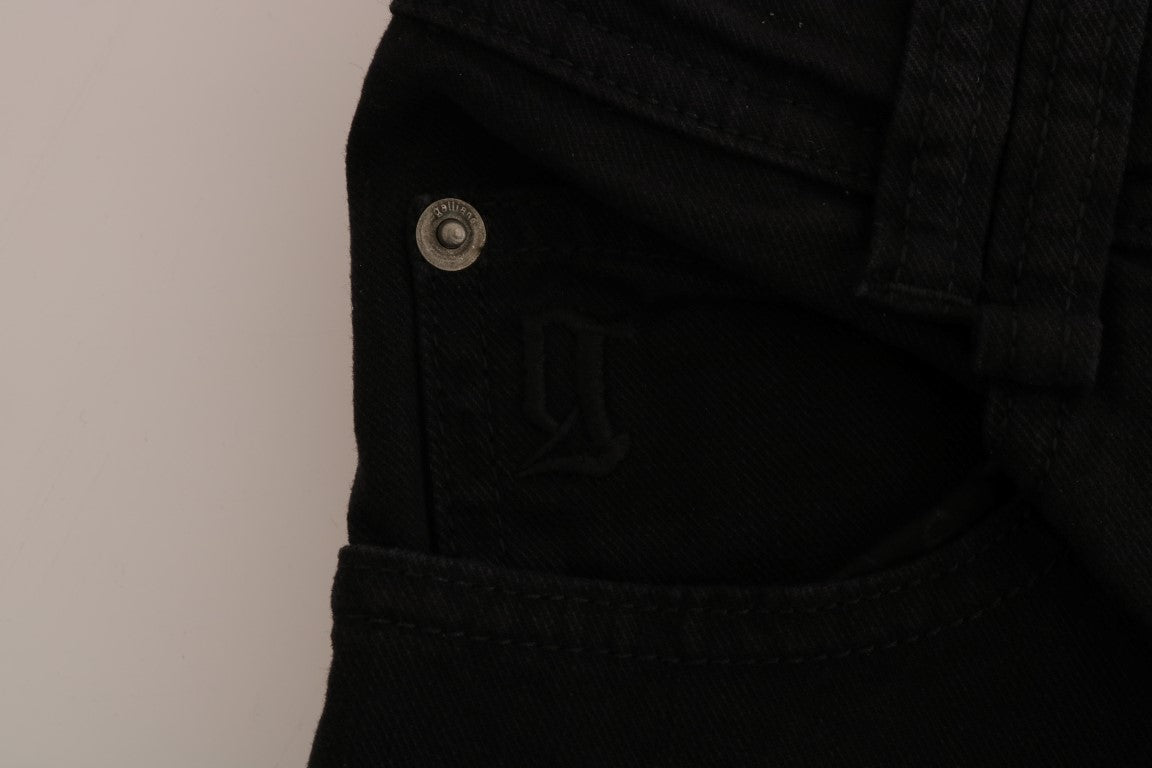 John Galliano – Schwarze Stretch-Jeans aus Baumwolldenim in normaler Passform