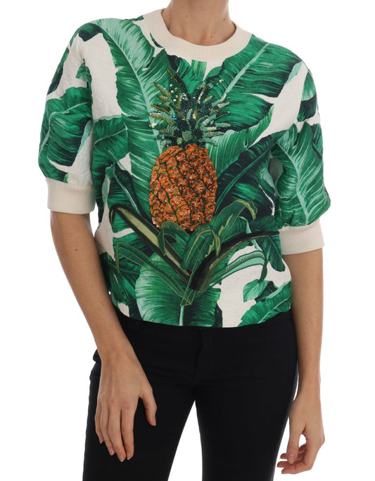 Dolce & Gabbana – Pullover mit Rundhalsausschnitt und Pailletten in Ananas- und Bananenform