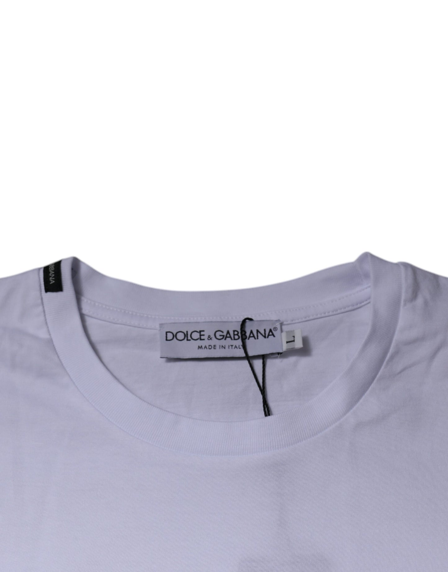 Dolce &amp; Gabbana – T-Shirt aus Baumwolle mit Rundhalsausschnitt und Leopardenmuster in Weiß und Rot