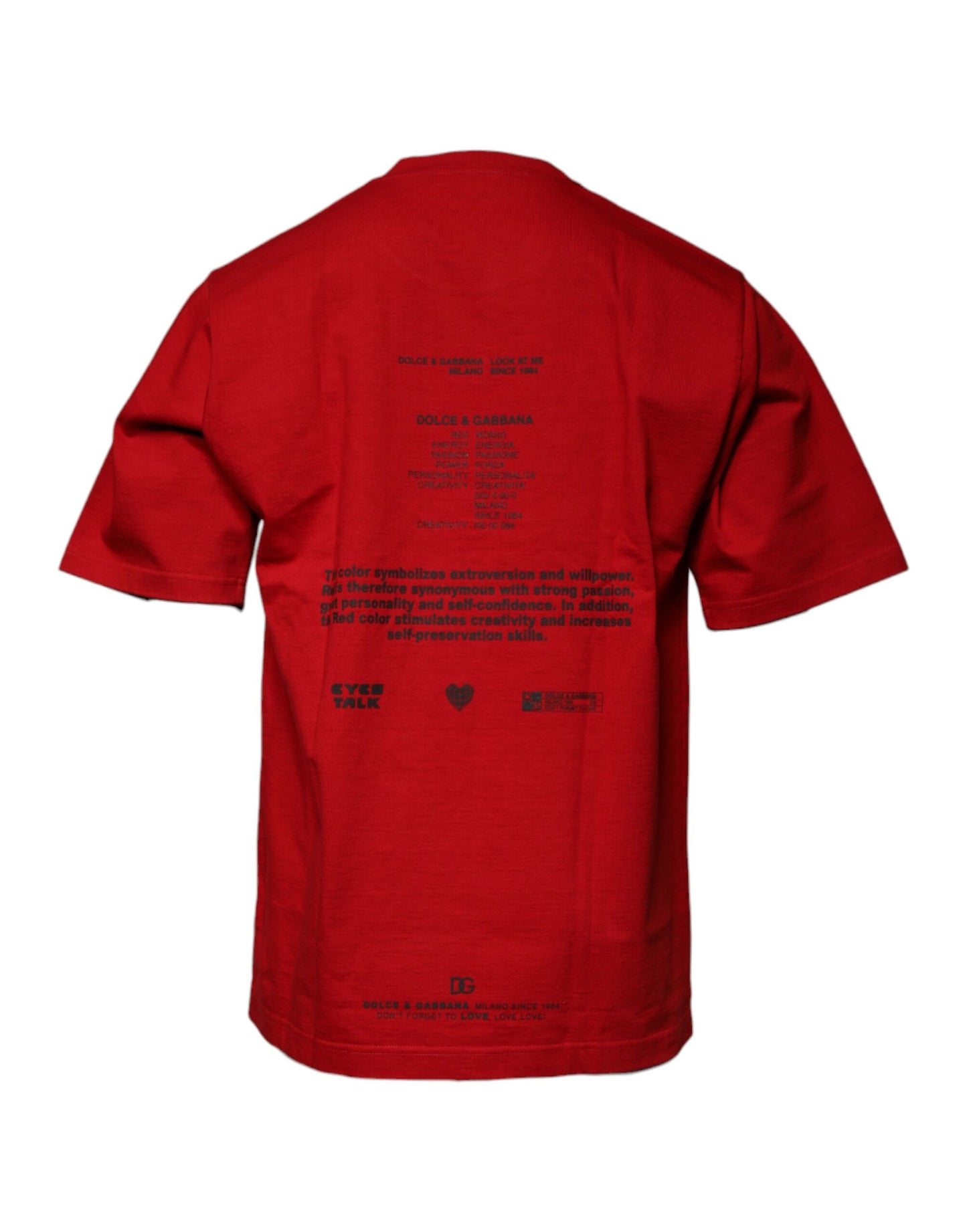 Dolce &amp; Gabbana Rotes T-Shirt aus Baumwolle mit Rundhalsausschnitt und DG Eye-Print