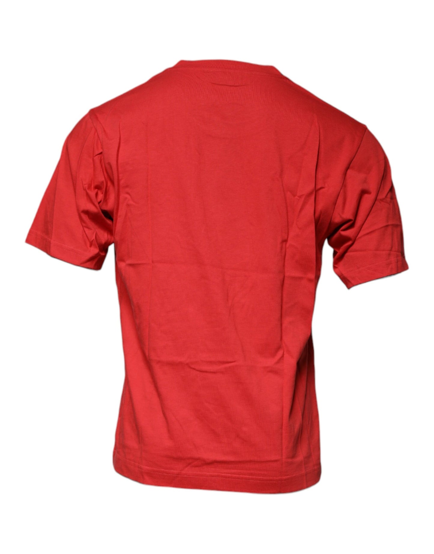 Dolce &amp; Gabbana – Rotes T-Shirt aus Baumwolle mit Rundhalsausschnitt und DG-Logo