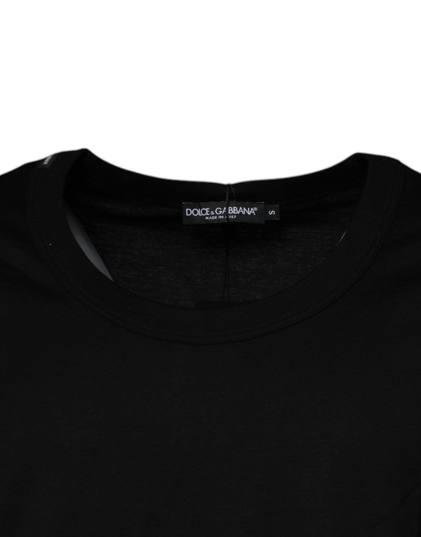 Dolce &amp; Gabbana Schwarzes ärmelloses T-Shirt aus Baumwolle mit Rundhalsausschnitt