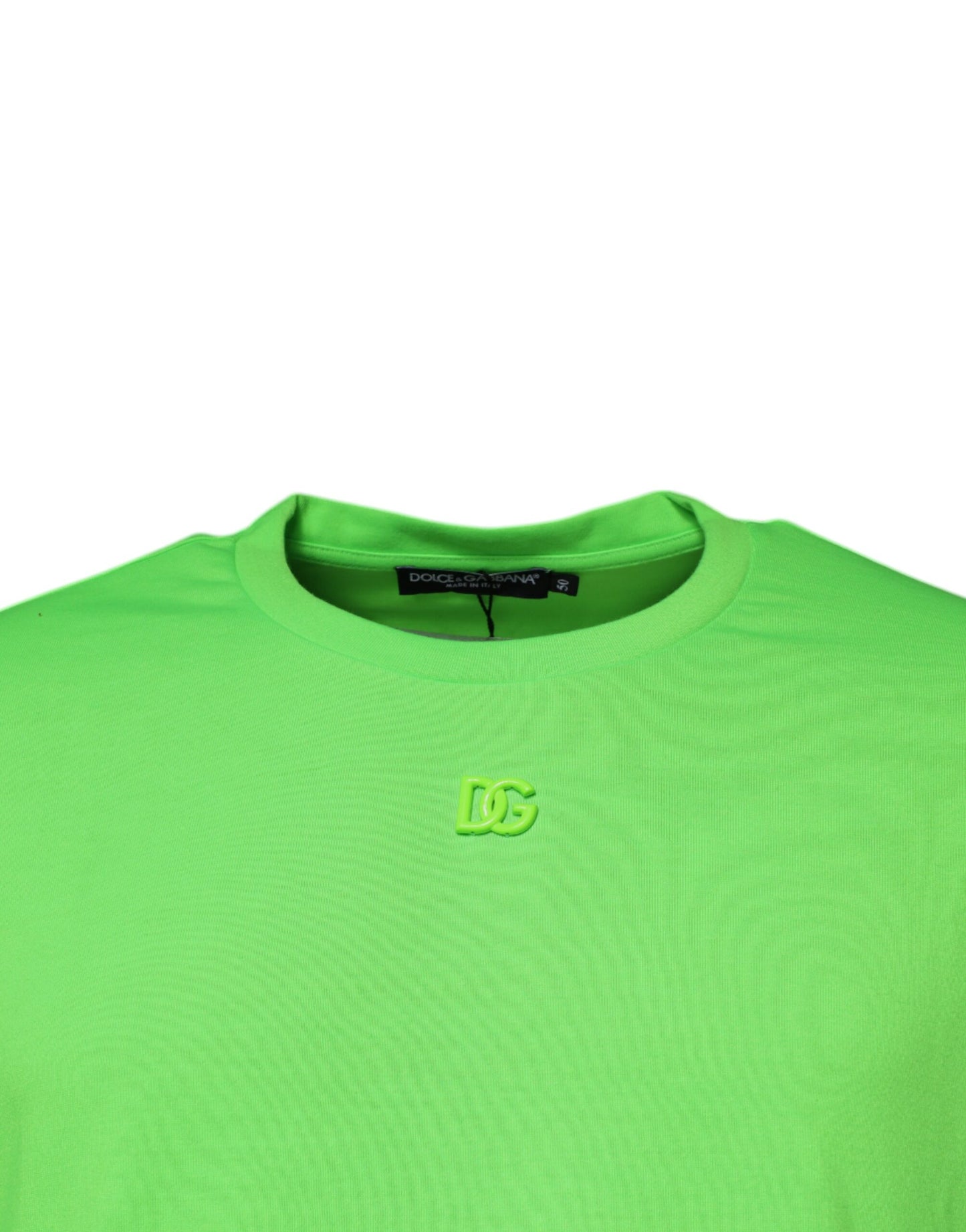 Dolce &amp; Gabbana Grünes T-Shirt aus Baumwolle mit Rundhalsausschnitt und DG-Logo