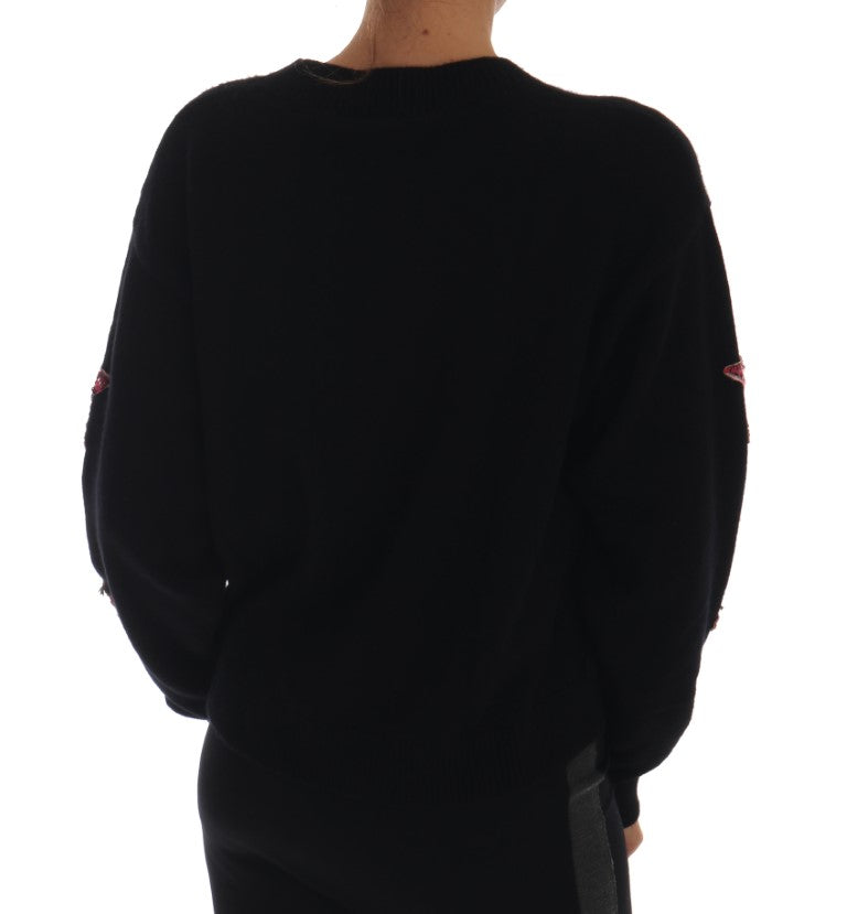 Dolce &amp; Gabbana – Fairy Tale – Schwarzer Kaschmirpullover mit Kristallen