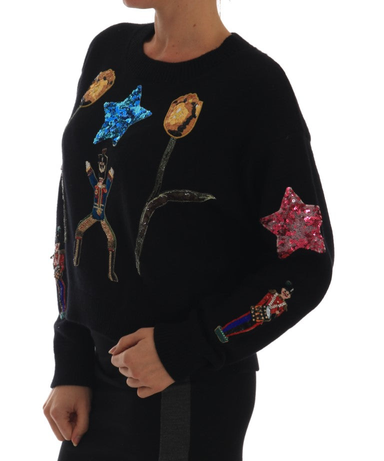 Dolce &amp; Gabbana – Fairy Tale – Schwarzer Kaschmirpullover mit Kristallen