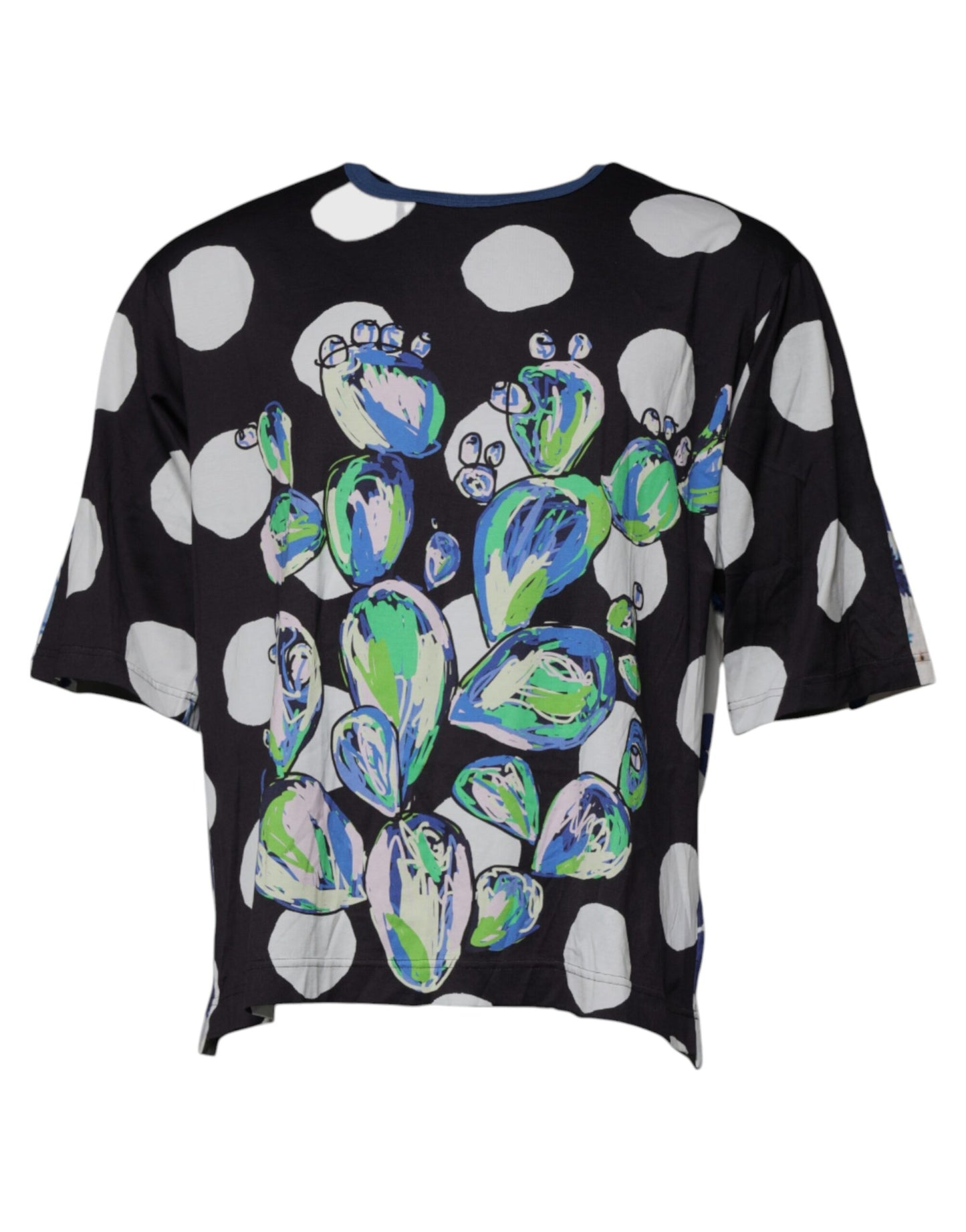 Dolce &amp; Gabbana – T-Shirt aus Baumwolle mit Rundhalsausschnitt und Print in Schwarz und Weiß
