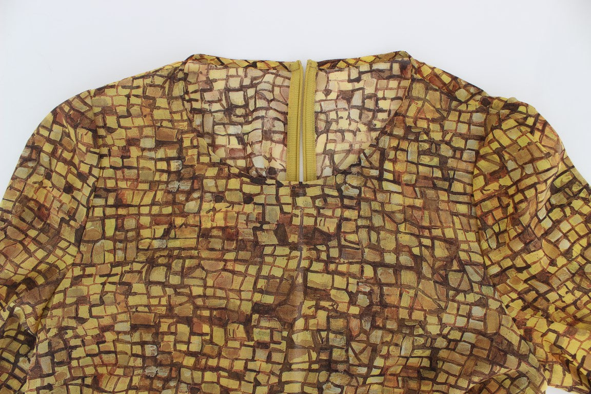 Dolce &amp; Gabbana – Mehrfarbiges Seidenblusen-T-Shirt mit Mosaik-Print