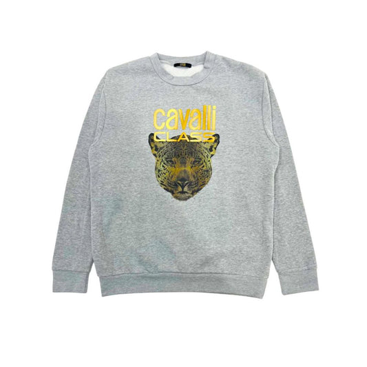 Cavalli Class Grauer Polyester-Hoodie für Damen