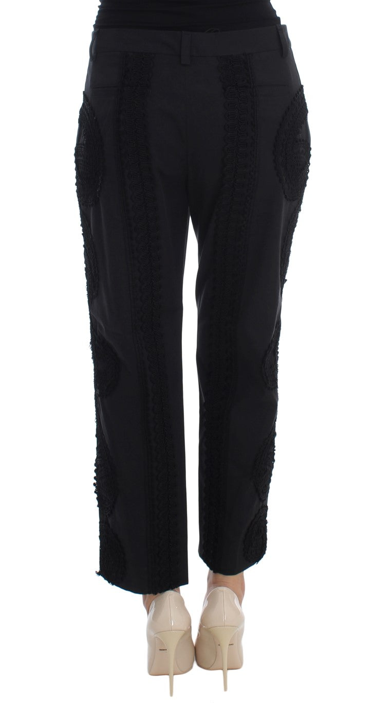 Dolce &amp; Gabbana – Caprihose „Torero“ aus schwarzem Baumwollstretch