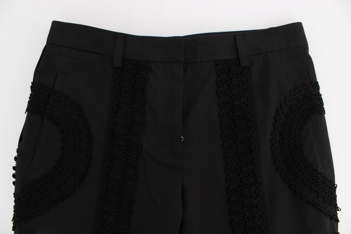 Dolce &amp; Gabbana – Caprihose „Torero“ aus schwarzem Baumwollstretch