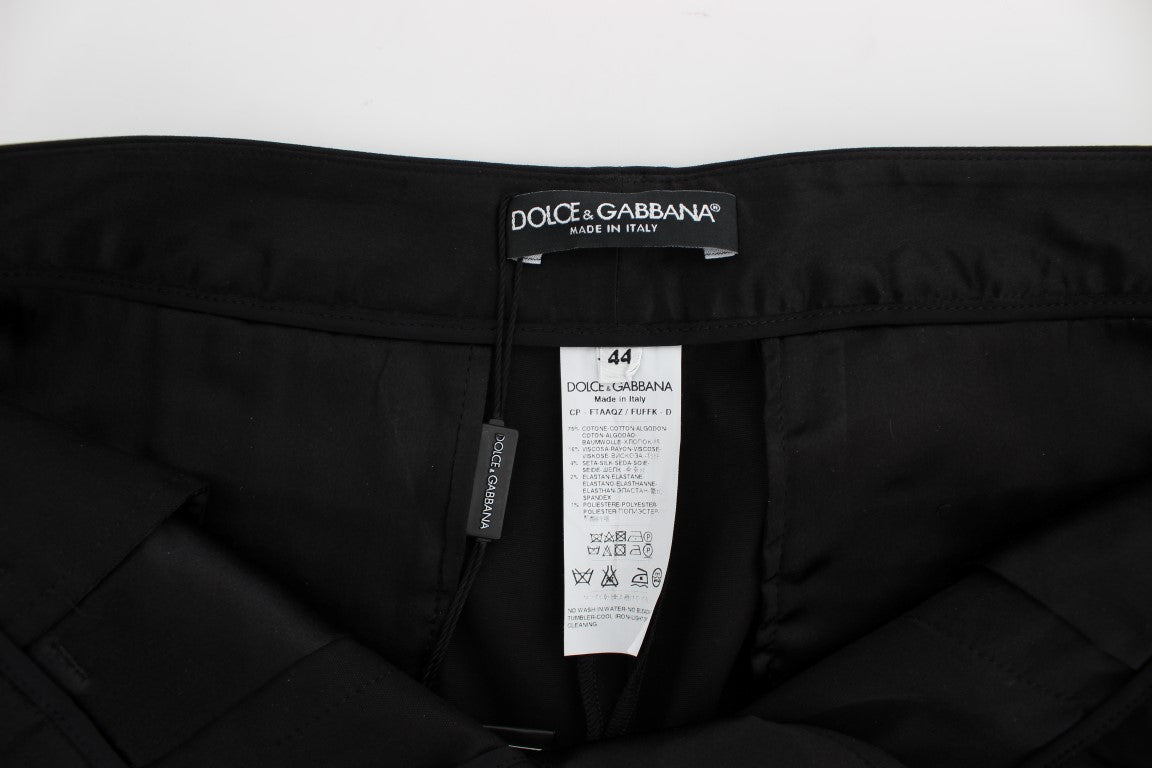 Dolce &amp; Gabbana – Caprihose „Torero“ aus schwarzem Baumwollstretch