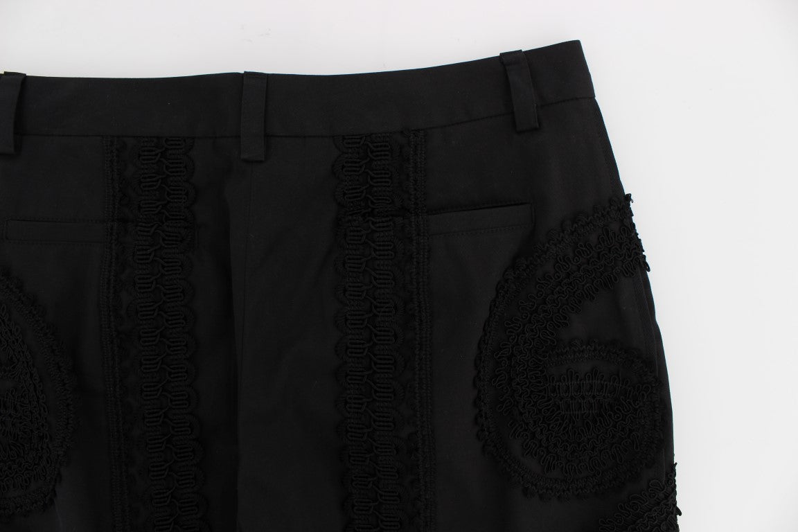 Dolce &amp; Gabbana – Caprihose „Torero“ aus schwarzem Baumwollstretch