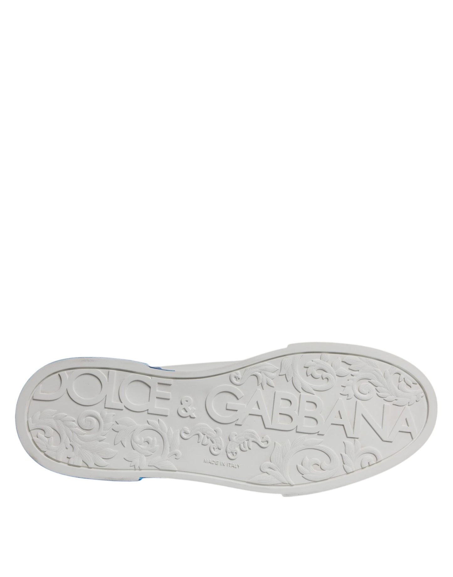 Dolce &amp; Gabbana Weiß Blau Leder Logo Low Top Sneakers Schuhe