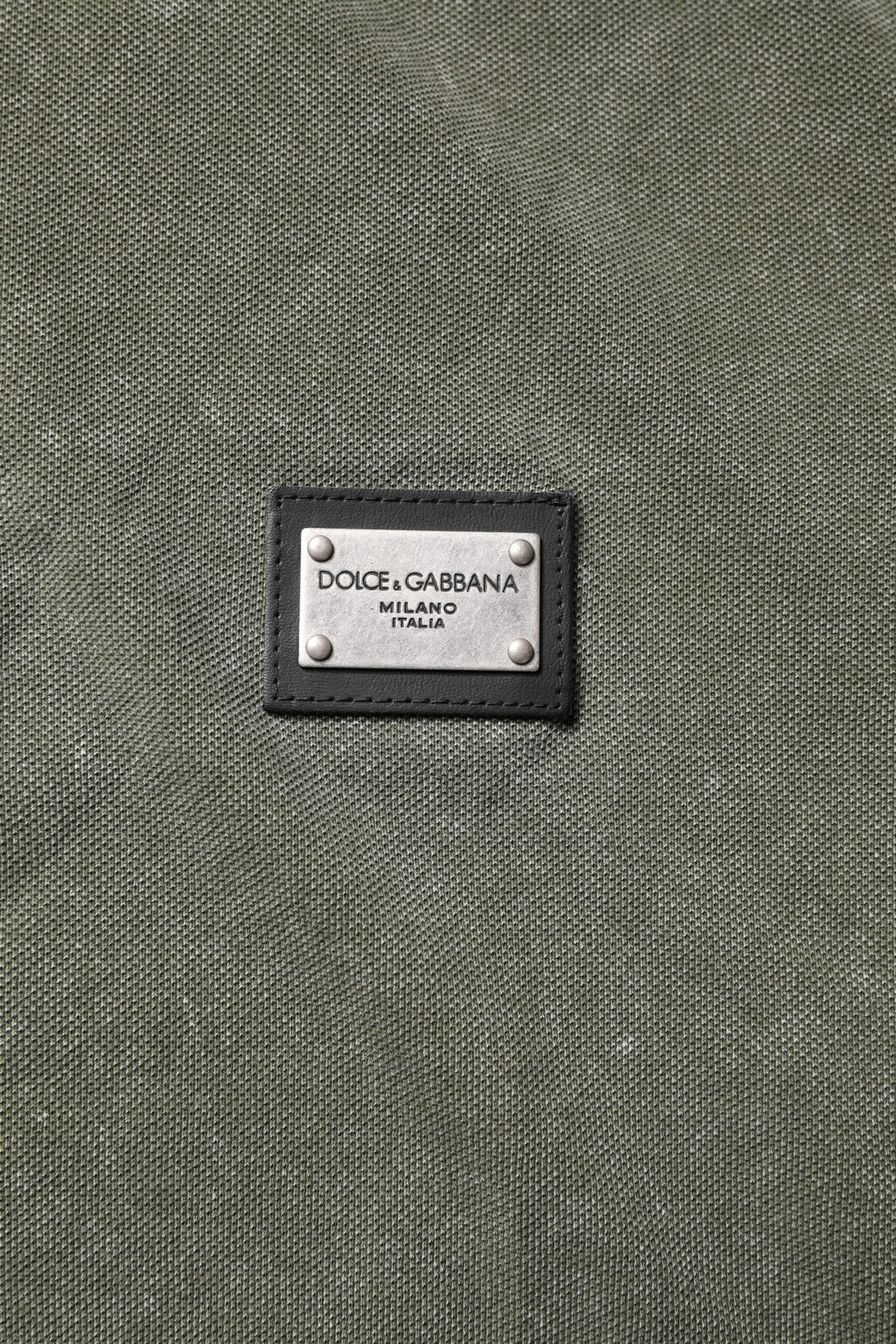 Dolce &amp; Gabbana – Poloshirt aus Baumwolle mit Logo-Plakette in Armeegrün