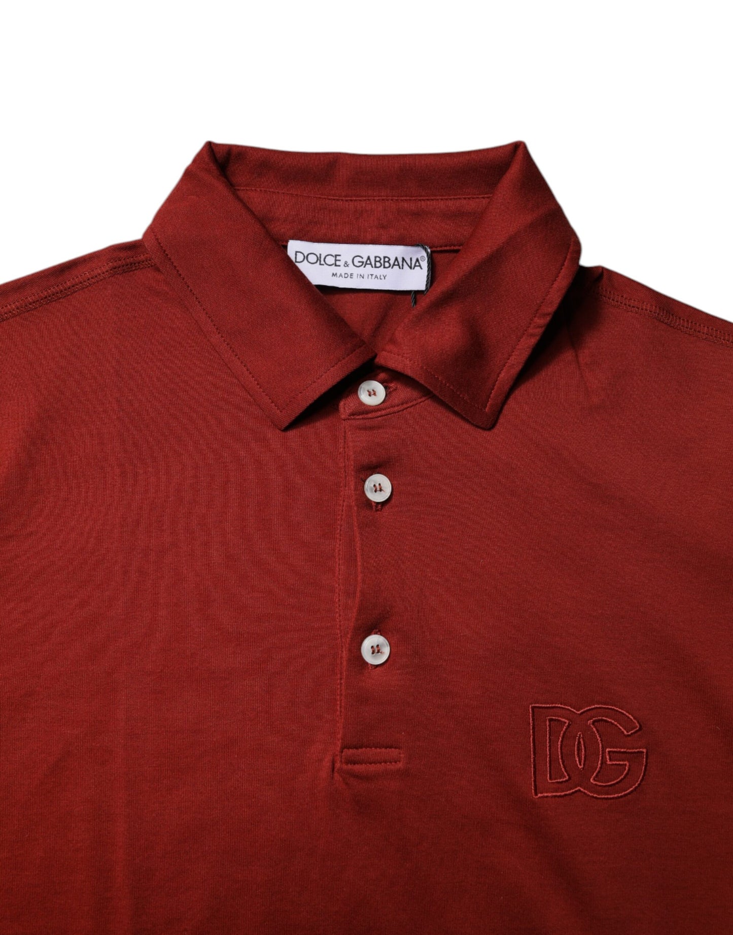 Dolce &amp; Gabbana – Rotes Polo-T-Shirt aus Baumwolle mit DG-Logo und Kragen für Herren