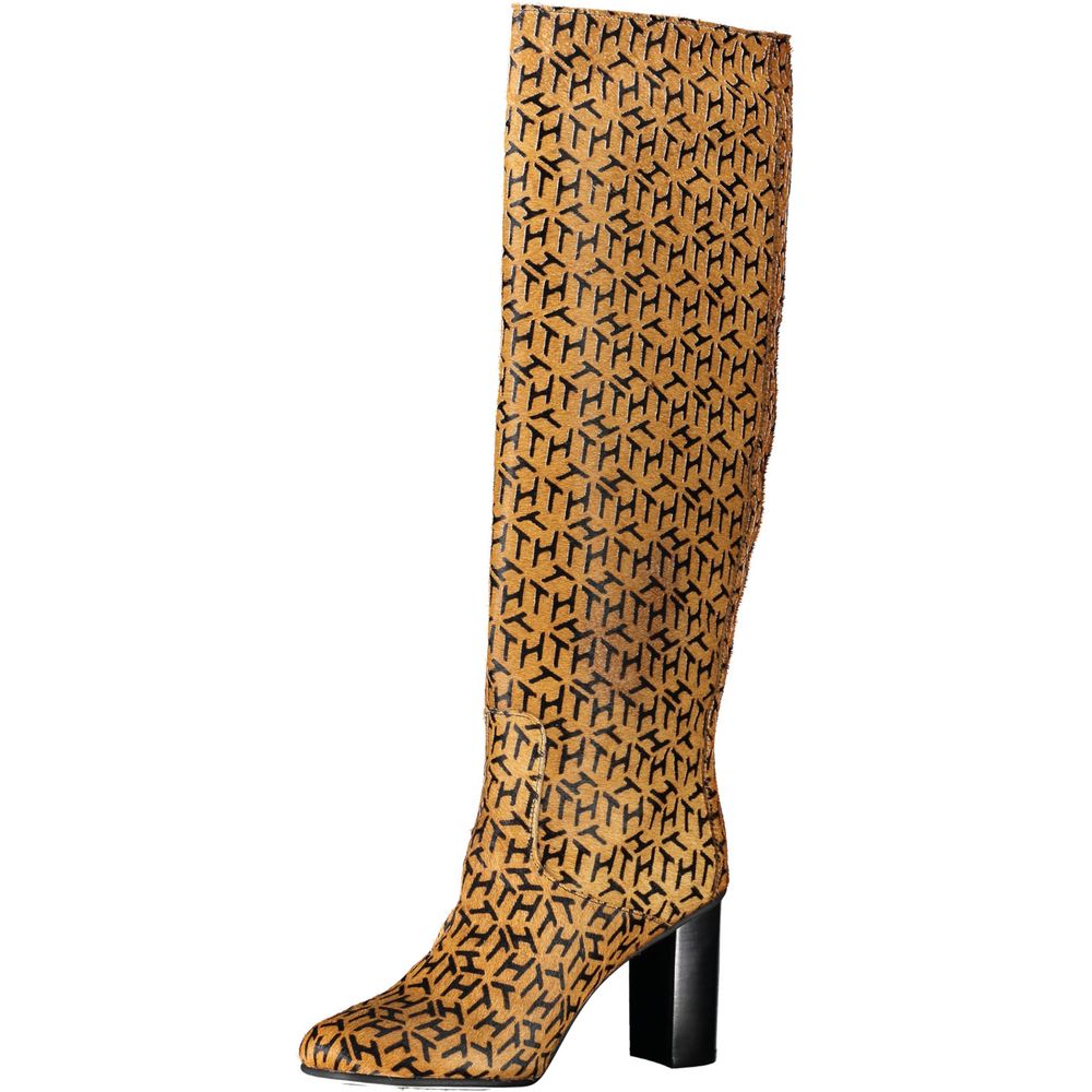 Tommy Hilfiger Beige Leder Hoher Damenstiefel