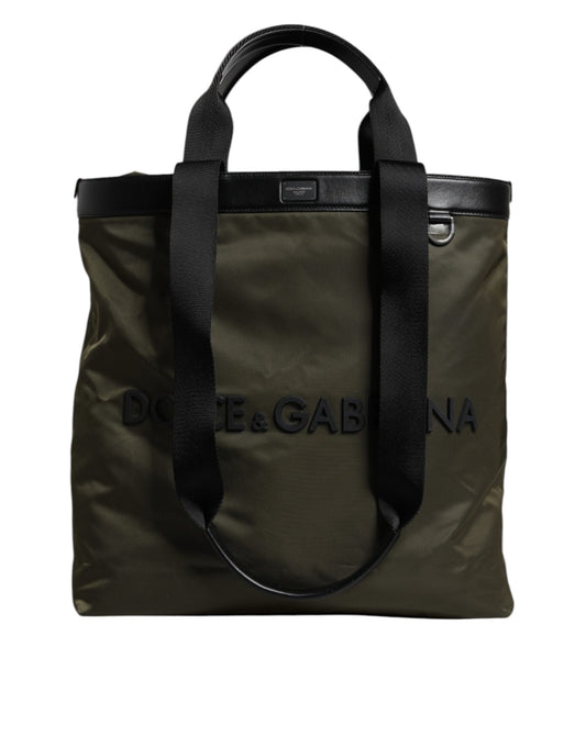 Dolce &amp; Gabbana Tragetasche aus Nylon in Militärgrün mit Schulterriemen