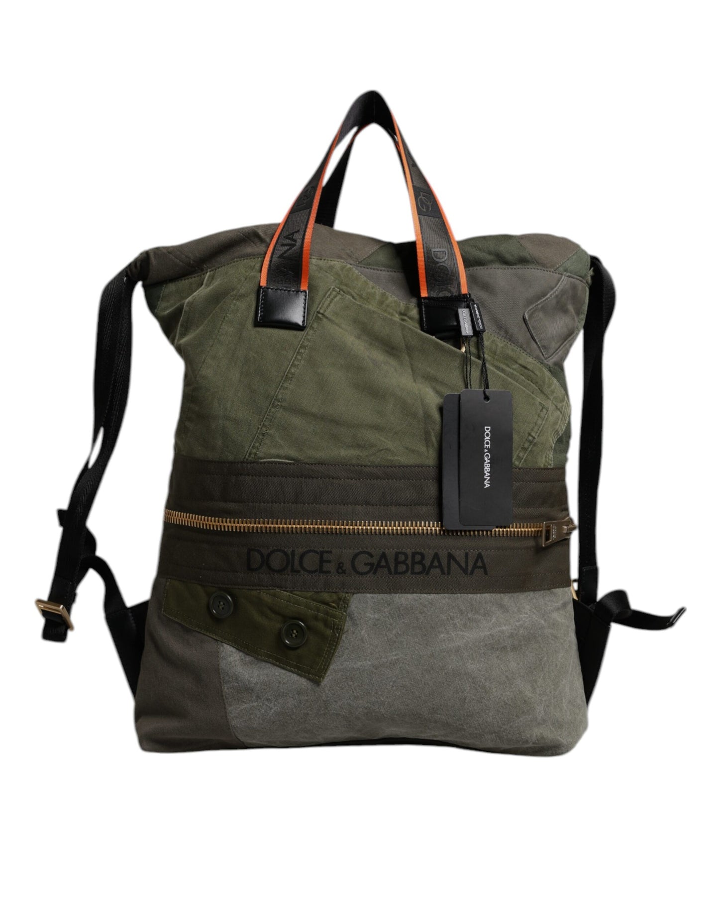 Dolce &amp; Gabbana Militärgrüner Patchwork-Rucksack