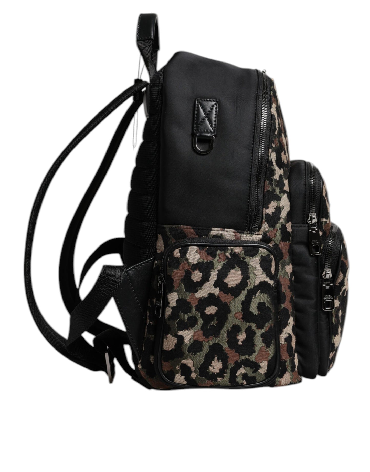 Dolce &amp; Gabbana Mehrfarbiger Rucksack mit Leopardenmuster und DG-Logo-Plakette für Männer