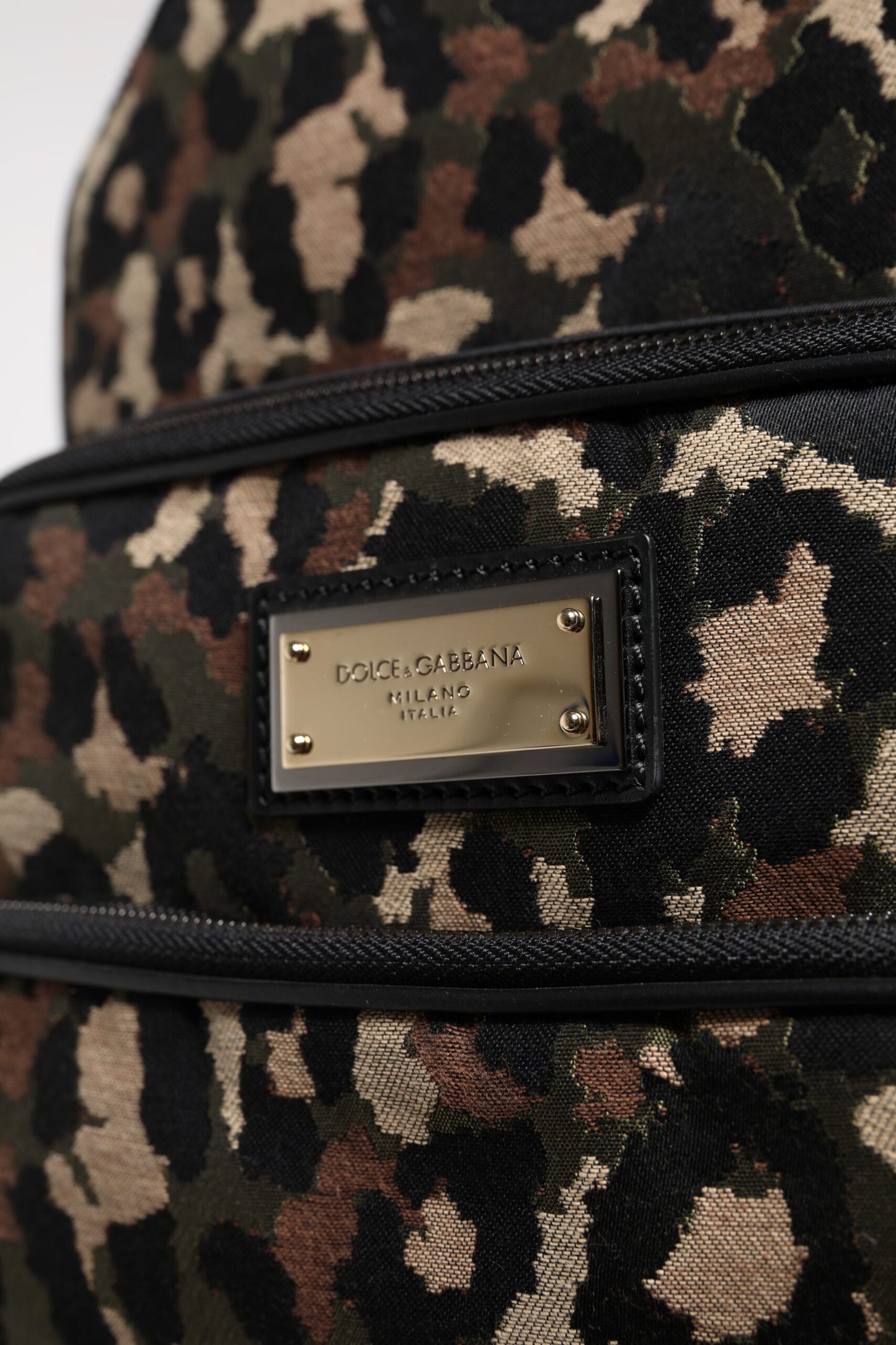Dolce &amp; Gabbana Mehrfarbiger Rucksack mit Leopardenmuster und DG-Logo-Plakette für Männer
