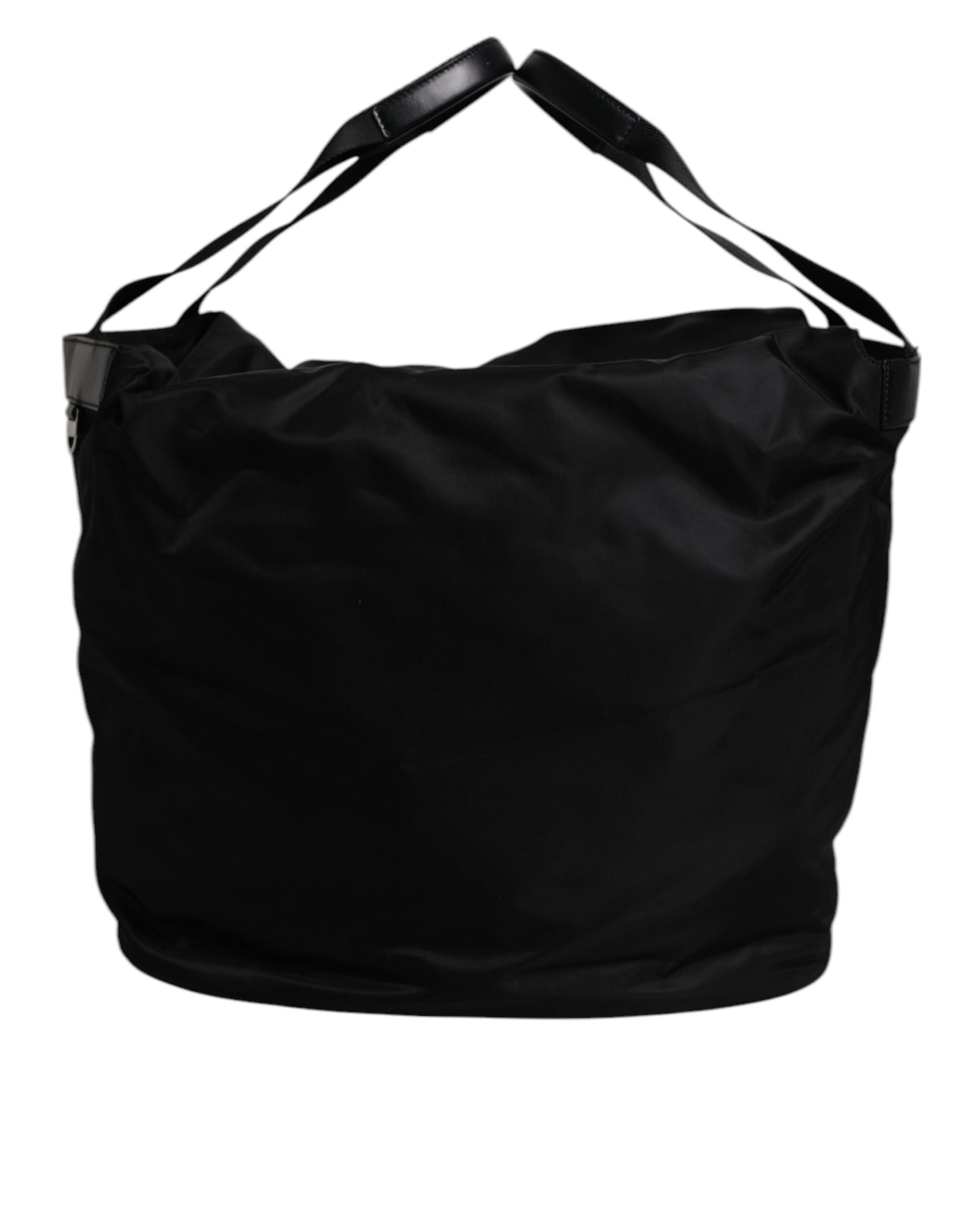 Dolce &amp; Gabbana – Schultertasche aus schwarzem Nylon mit weißem ikonischem Logo