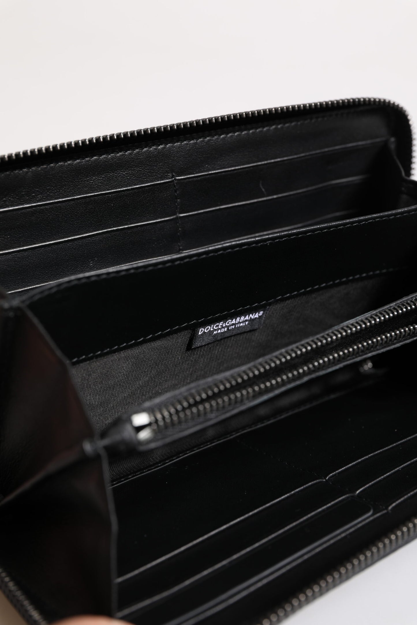 Dolce & Gabbana Black Blue Exotic Leather Embossed Continental Wallet