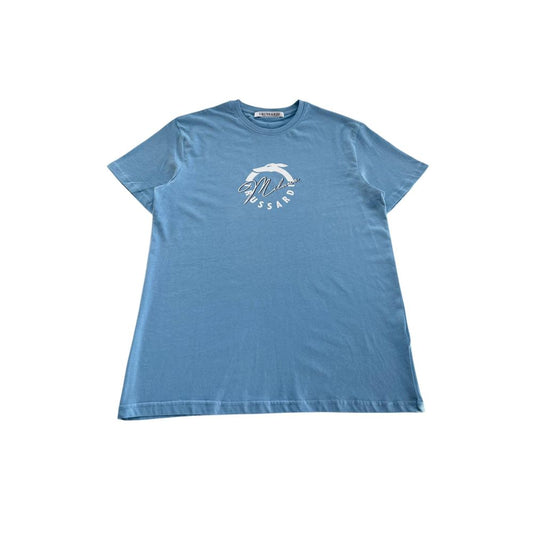 Trussardi Beachwear Hellblaues Herren-T-Shirt aus Baumwolle