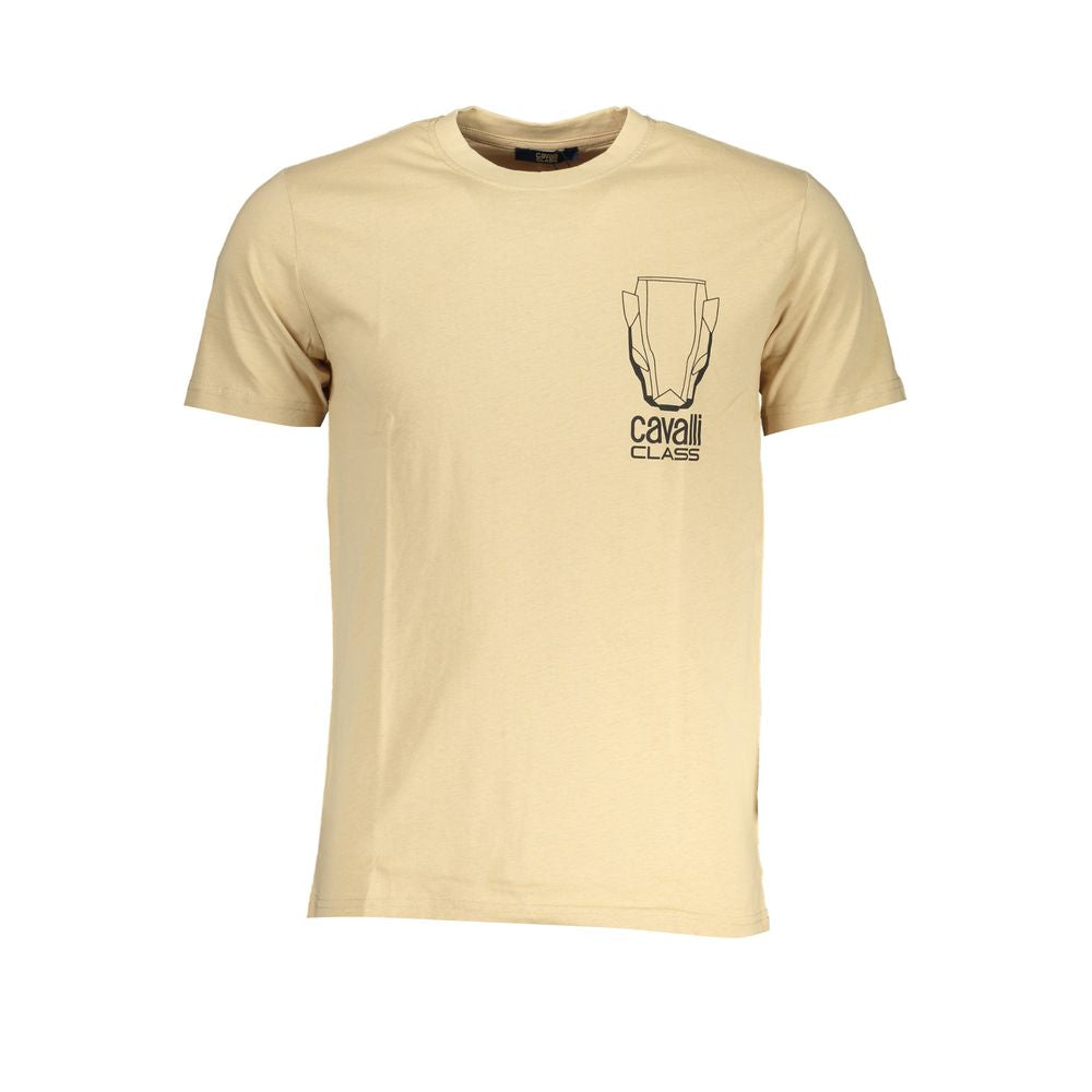 Cavalli Class – Beiges Baumwoll-T-Shirt