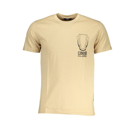 Cavalli Class – Beiges Baumwoll-T-Shirt