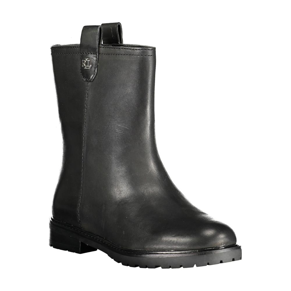 Ralph Lauren Damenstiefel aus schwarzem Leder