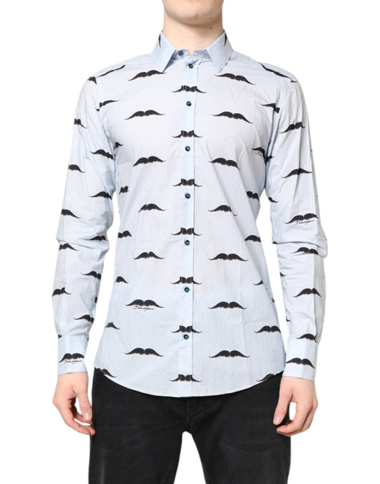 Dolce &amp; Gabbana Hellblaues MARTINI-Hemd aus Baumwolle