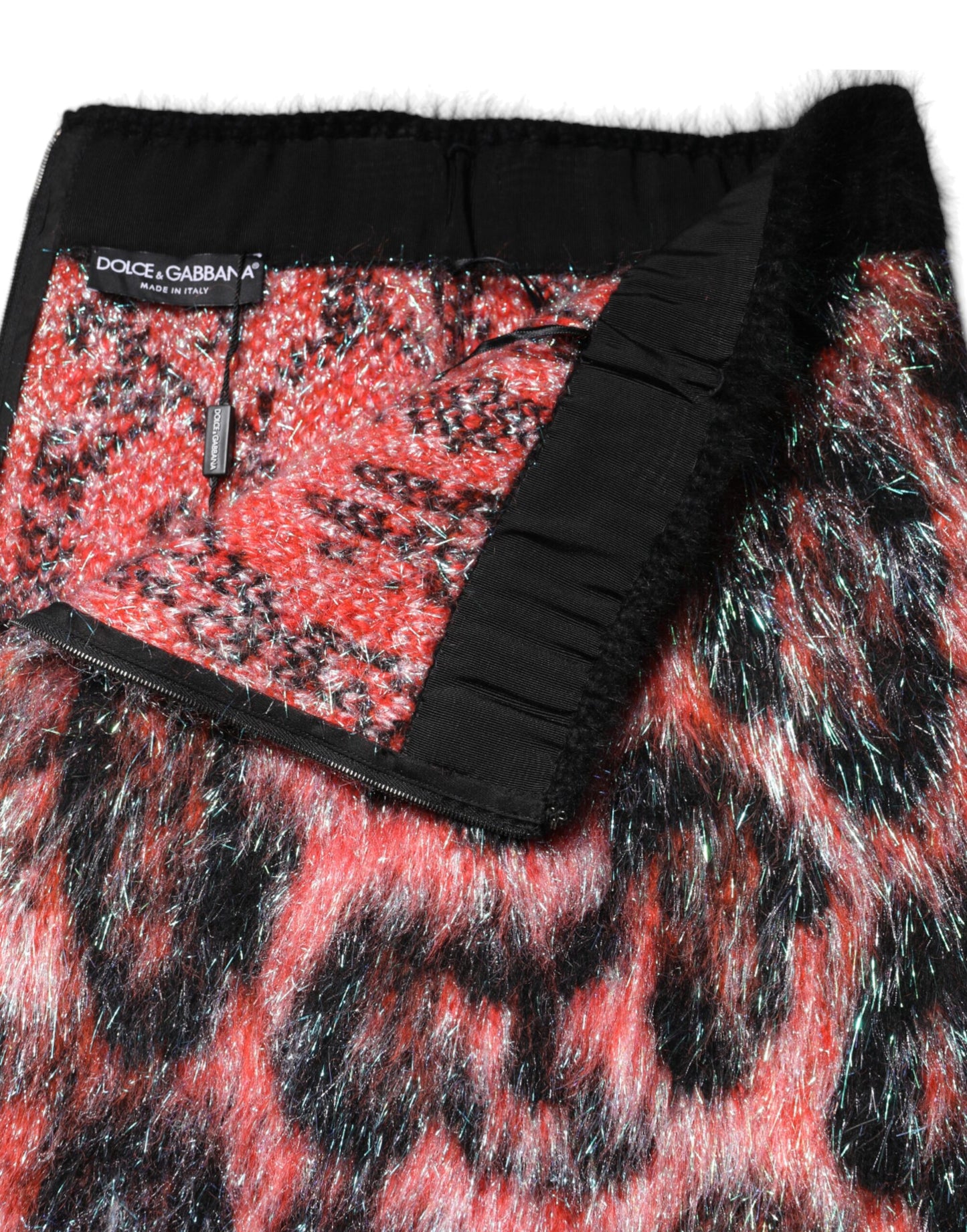 Dolce &amp; Gabbana, mehrfarbiger Minirock aus Plüsch mit hoher Taille
