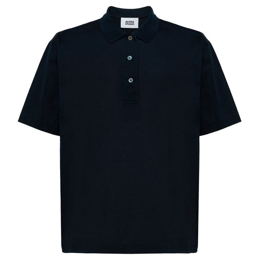 Blaues Poloshirt aus Baumwolle von Alpha Studio