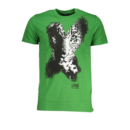 Grünes Baumwoll-T-Shirt der Cavalli-Klasse