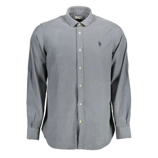 US POLO ASSN. Blaues Herrenhemd aus Baumwolle