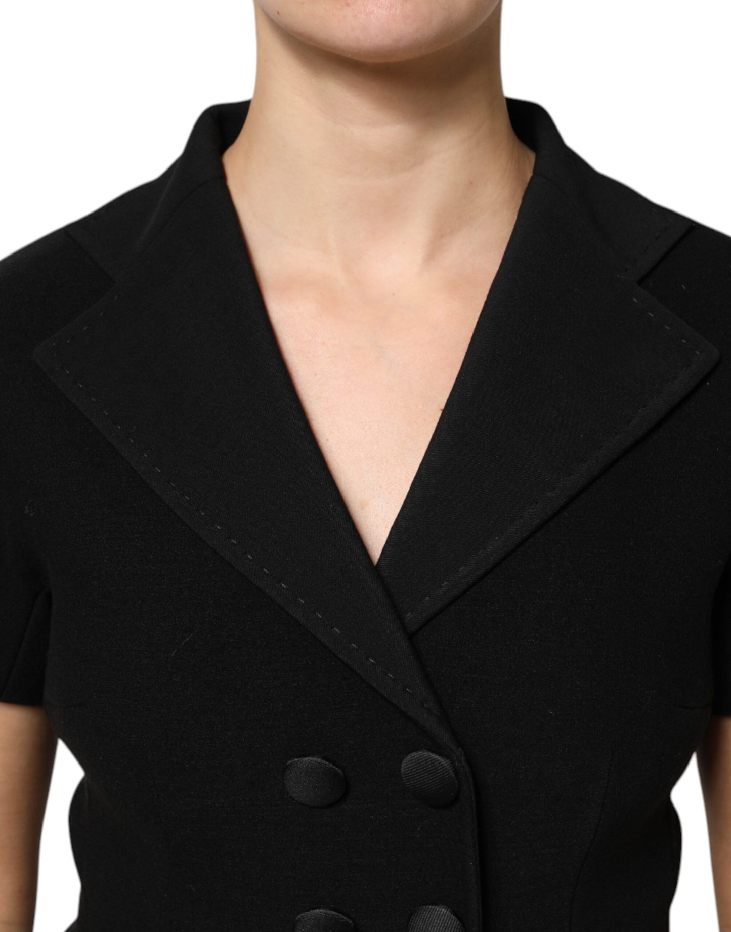 Dolce & Gabbana Black Wool Double Breasted Coat Jacket