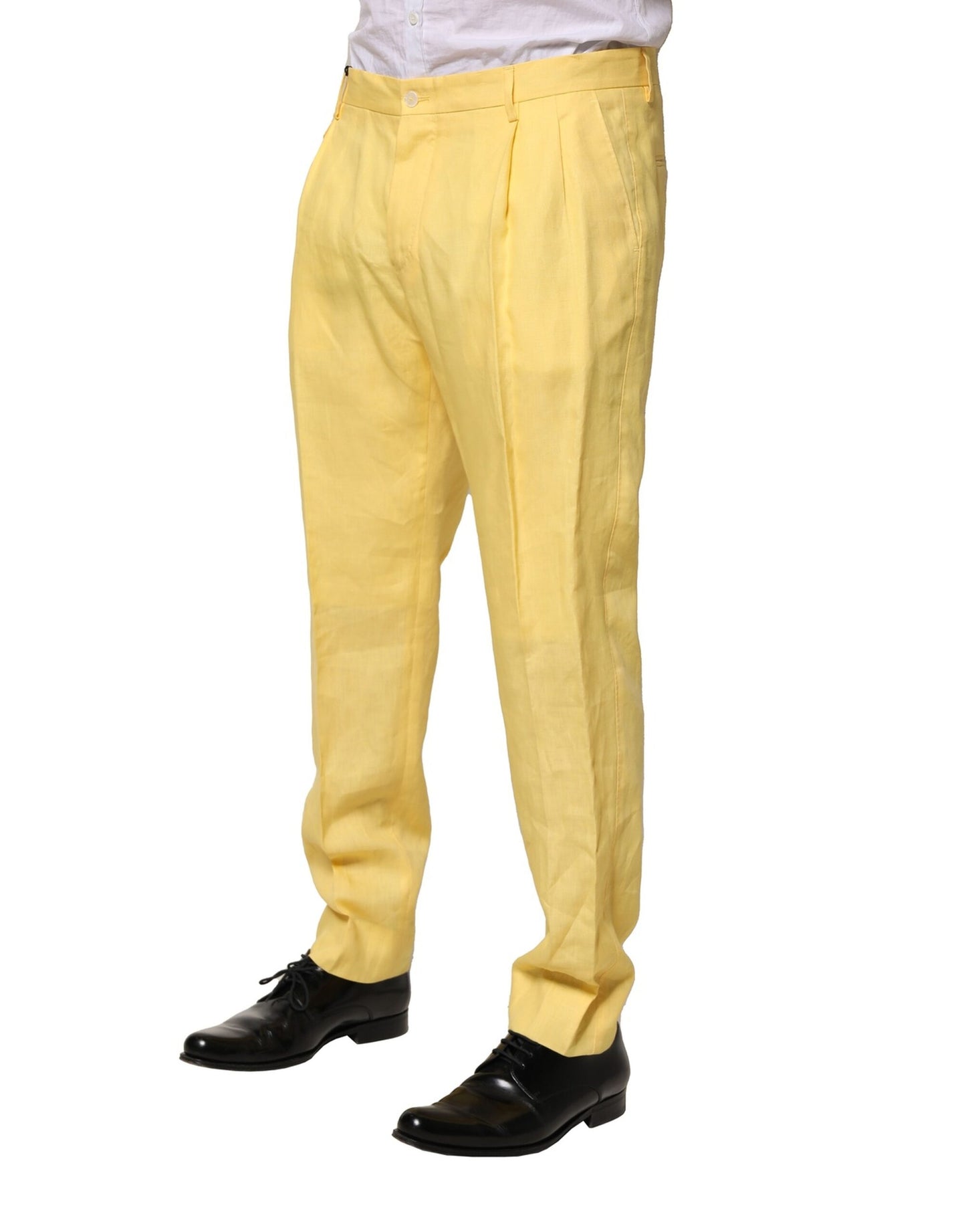 Dolce &amp; Gabbana – Gelbe, konisch zulaufende Leinenhose für Herren
