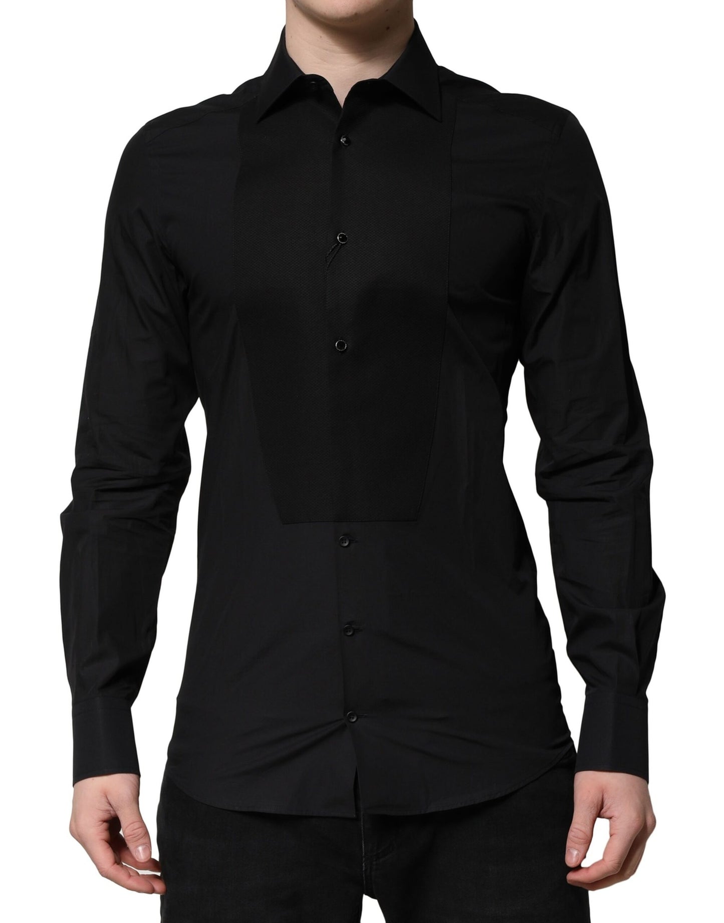 Dolce &amp; Gabbana Schwarzes GOLD Langarm-Formelles Hemd