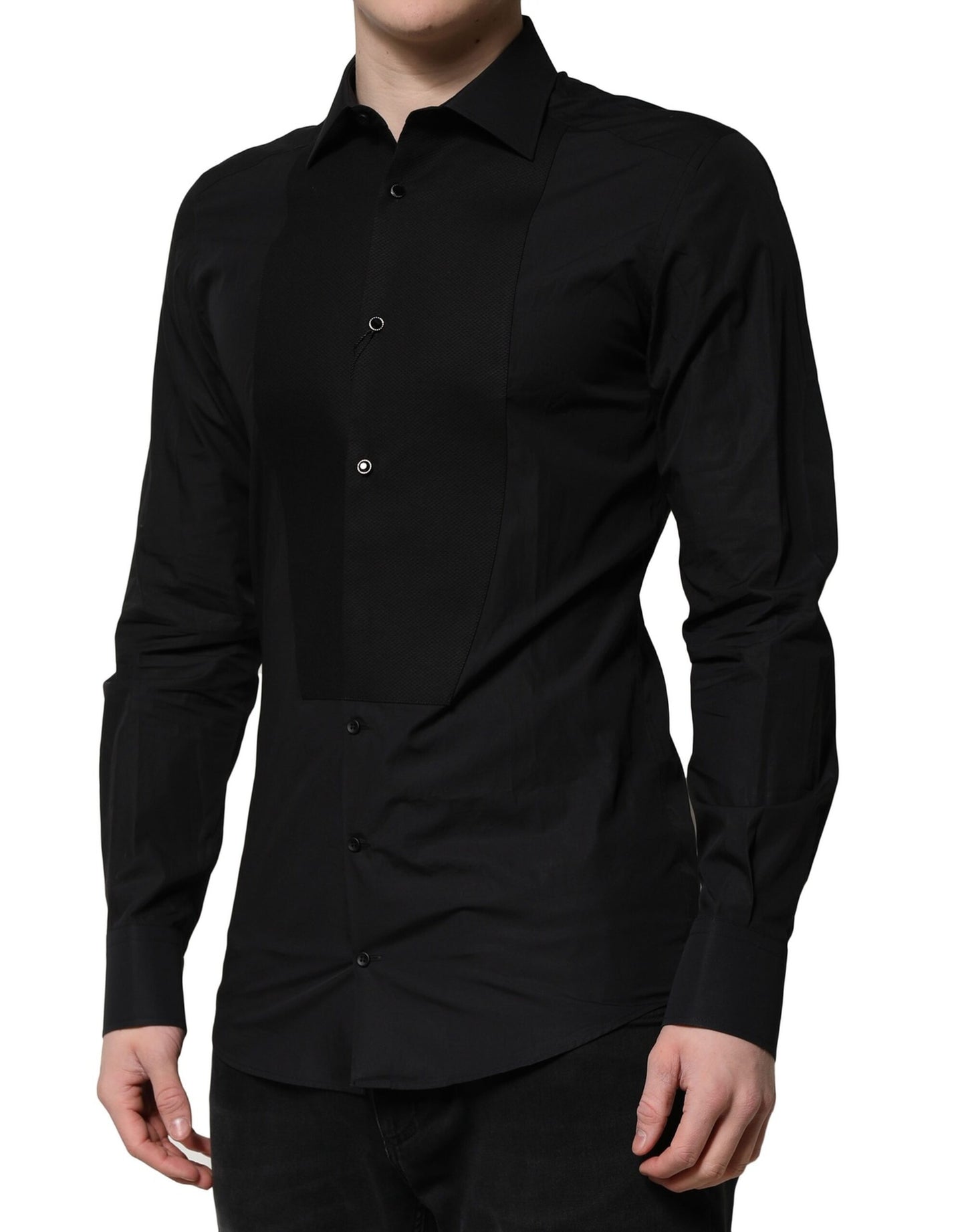 Dolce &amp; Gabbana Schwarzes GOLD Langarm-Formelles Hemd