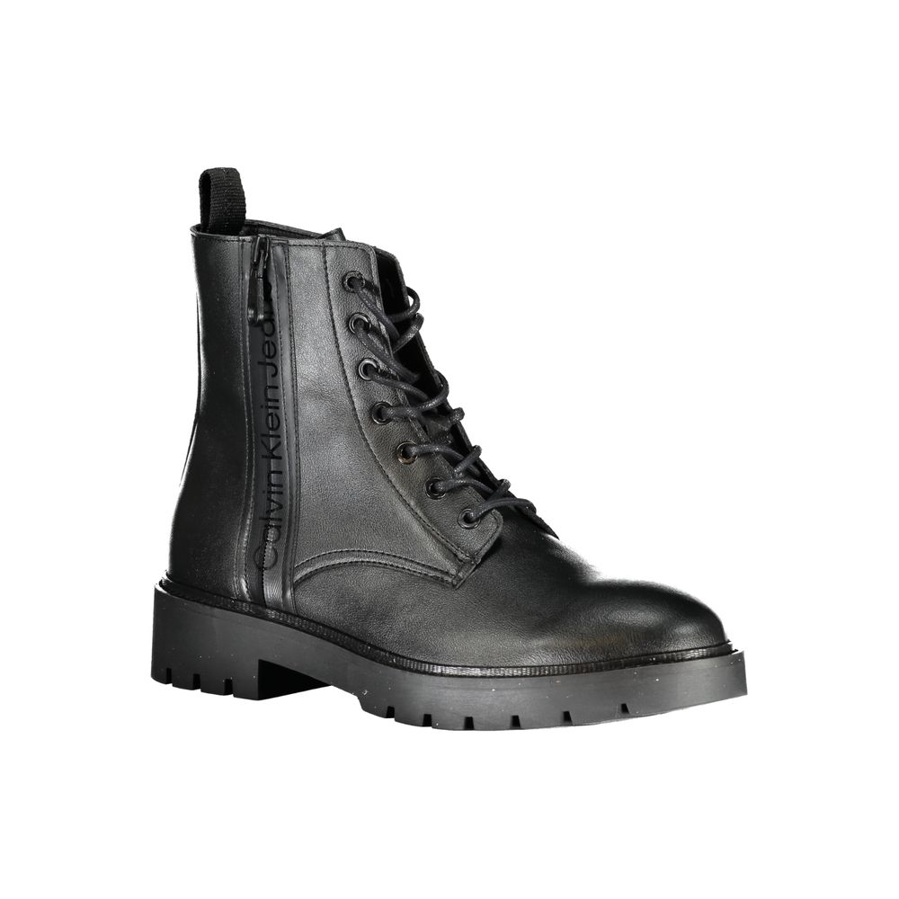 Calvin Klein – Elegante schwarze Stiefeletten mit Schnürsenkeln und Reißverschlussdetail
